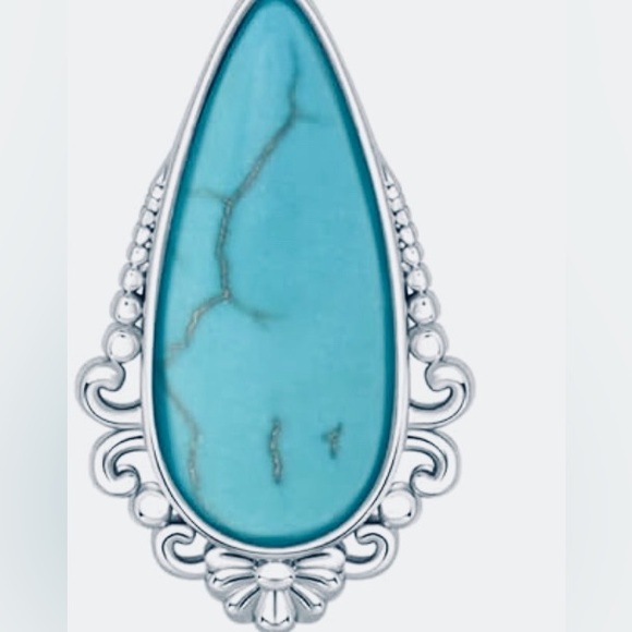 Turquise stone Wire Dangle Drop Earrings - Picture 3 of 4